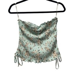 Almost Famous Womens Floral Smocked Tube Top Mint Green Size Large JD630HA61